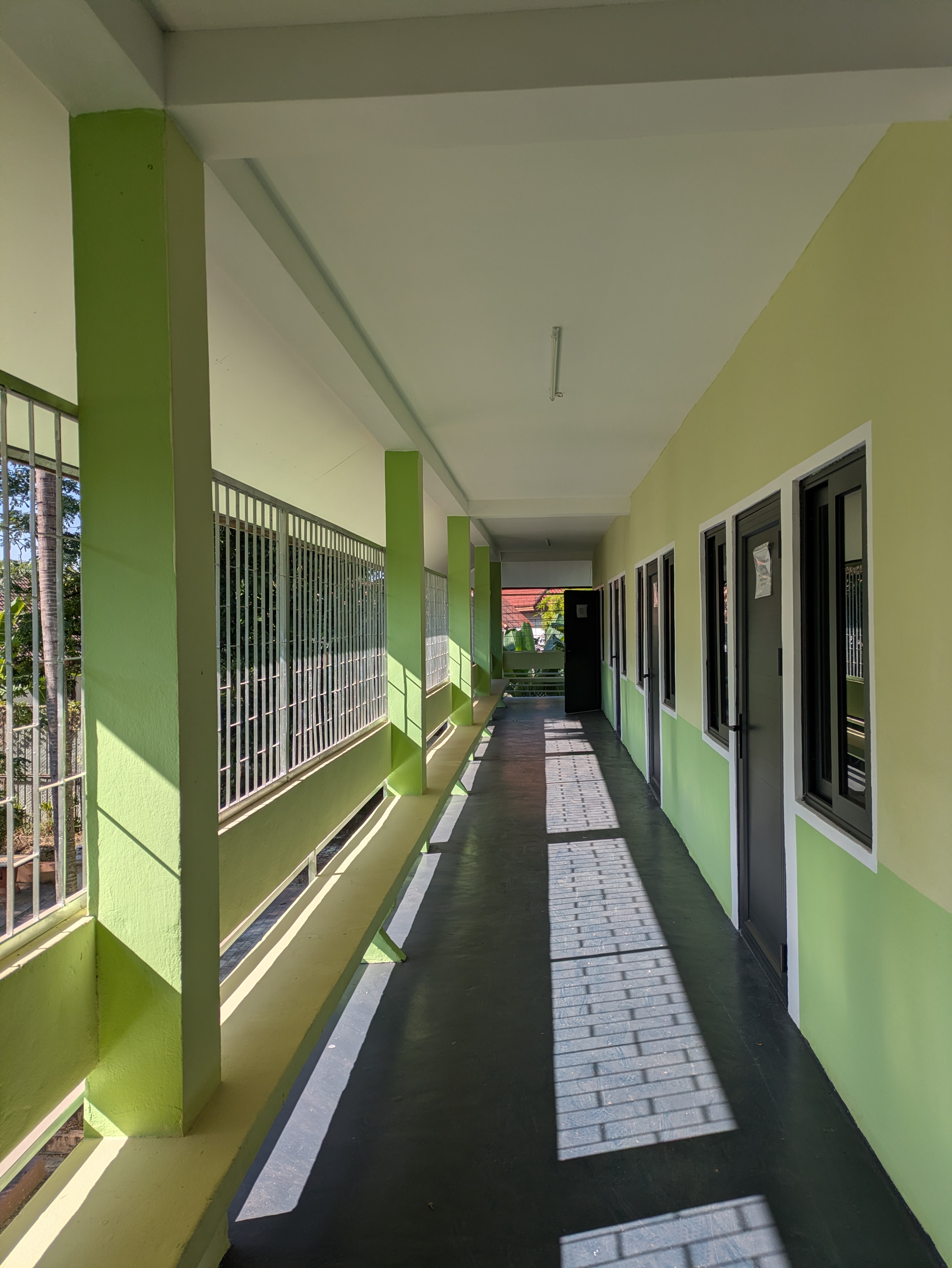 Autism classroom with learning materials and colorful tables